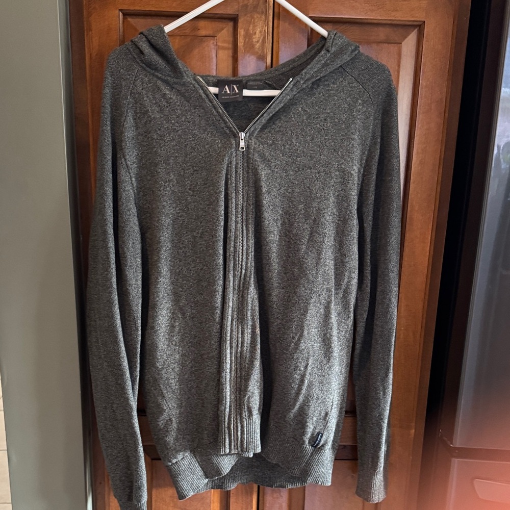 Armani Exchange Charcoal Zip-Up Men's Sweater